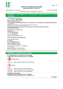 Wecryl 402 Fiche de données de sécurité