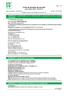 Wecryl 842 aS (Sable activé) Fiche de données de sécurité