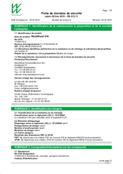 WestWood 910 Fiche de données de sécurité