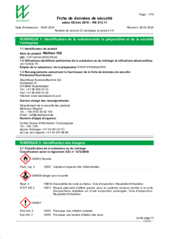 Wethan 109 Fiche de données de sécurité