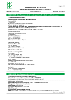 WestWood 910 Scheda di dati di sicurezza